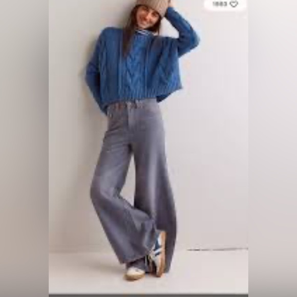 Free People We the Free Eden Slouchy Wide Leg Jeans in Diamond Grey Wash - Picture 3 of 4